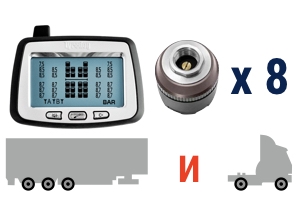 Датчики давления колес грузового автомобиля, комплект 8 внешних датчиков TPMS CRX-1012/W8.2